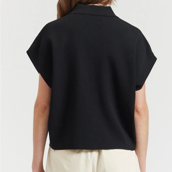There-Elsewhere Black Collared Compact Knit Top S/M - Picture 6 of 11